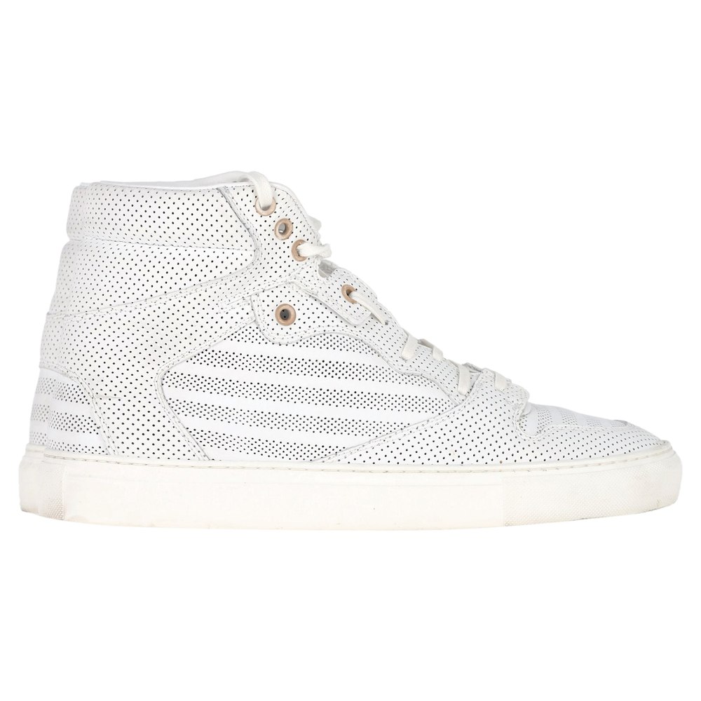 Balenciaga Perforated High-Top Sneakers in White Leather 7833147310140