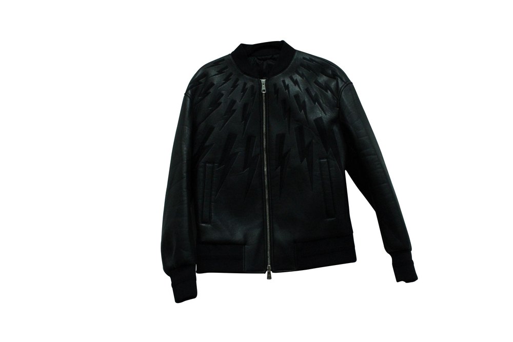 Neil Barrett Thunderbold Bomber Jacket in Black Polyurethane 7833147408444
