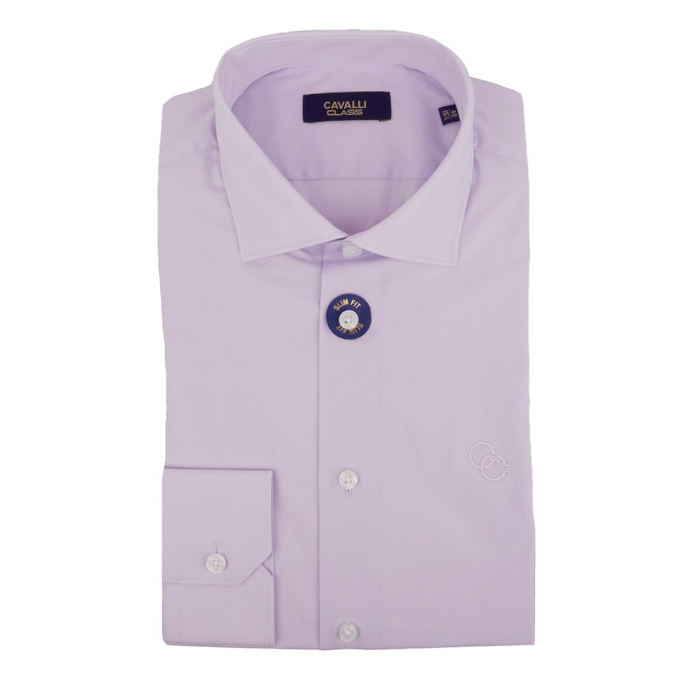 Cavalli Class Mens Lilac Dress Shirts Long Sleeve With Emb 7805819256892