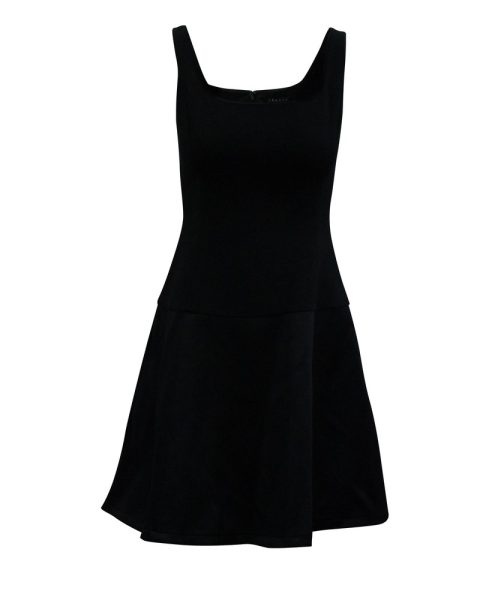 Theory Square Neckline Sleeveless Dress in Black Triacetate 7833164382268