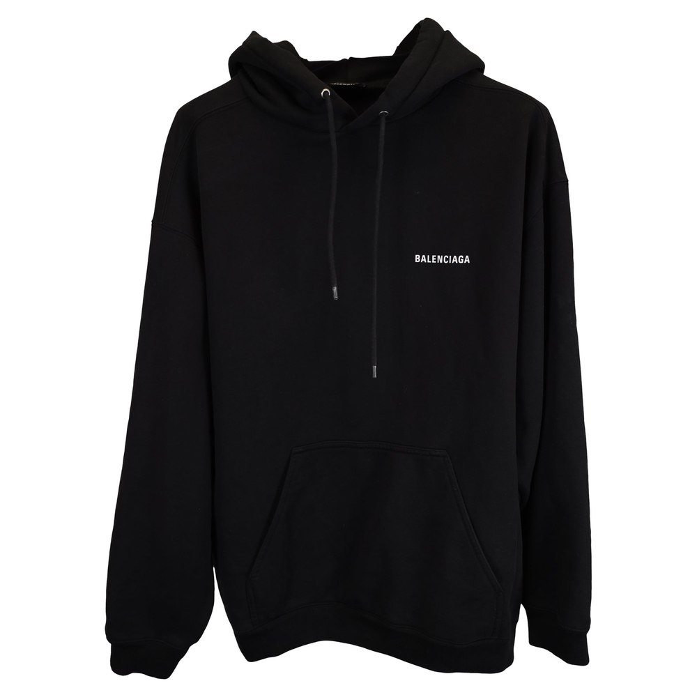 Balenciaga Terry Logo Pullover Hoodie in Black Cotton 7833167003708