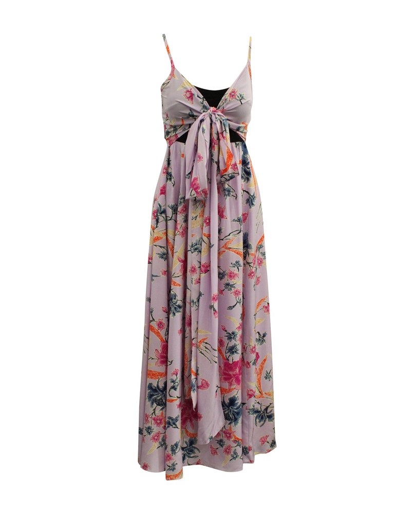 Diane Von Furstenberg Floral Front Tie Dress in Purple Silk 7833172312124