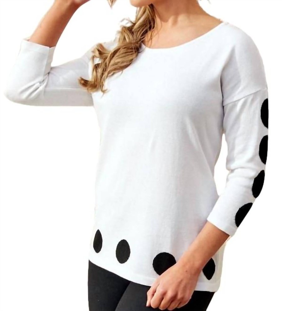 Abstract Scoop Neck Top In White