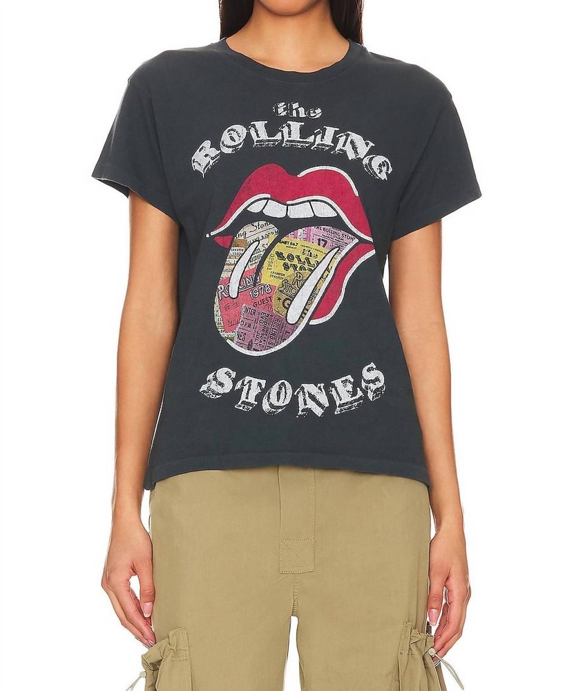 Rolling Stones Ticket Fill Tongue Tour Tee In Vintage Black 7704737480764
