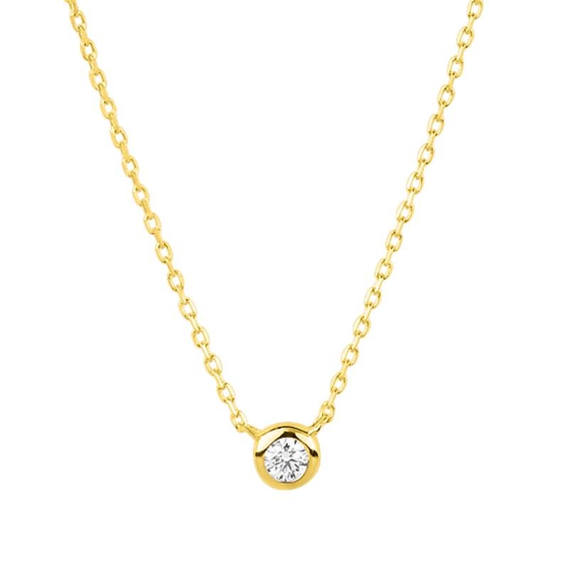14k Yellow Gold 2.5mm Round Diamond Necklace