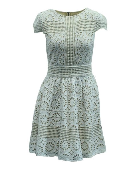 Alice + Olivia Eyelet Dress in White Cotton 7833187680316