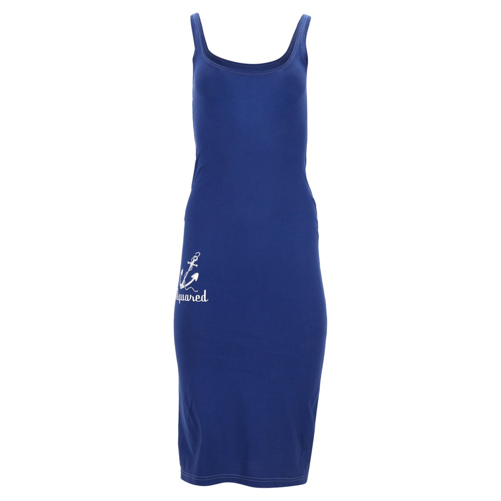 Dsquared2 Sleeveless Midi Dress in Blue Cotton 7833190629436