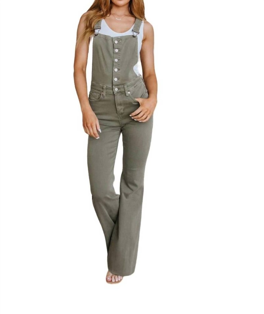 Control Top Release Hem Overalls In Olive 7704759500860