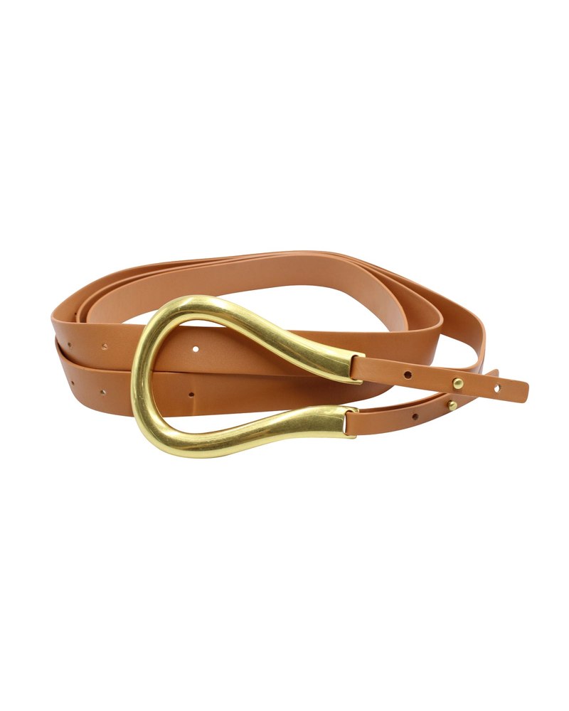 Bottega Veneta Curved Horseshoe Belt in Brown Leather 7833193119804