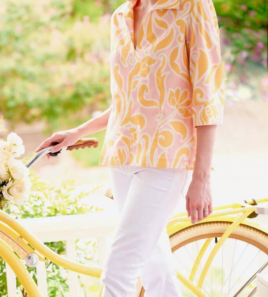 Sunshine Scroll Swing Top In Orange
