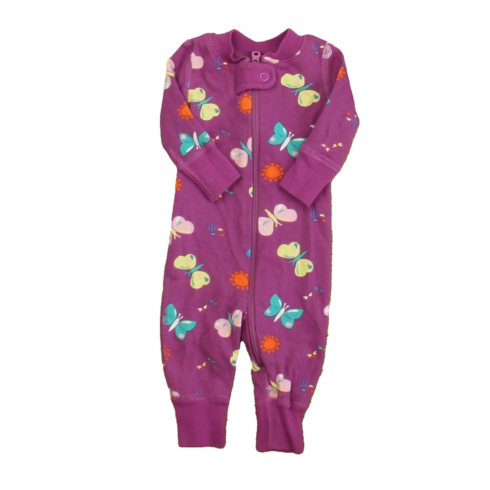 Hanna Andersson Girls Purple Butterflies 1-piece Non-footed Pajamas 7805830660156