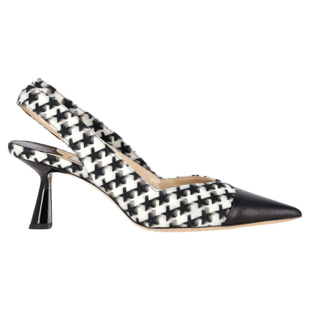 Jimmy Choo Liya 65 Star Houndstooth Slingback Pumps in Black Wool 7833215369276