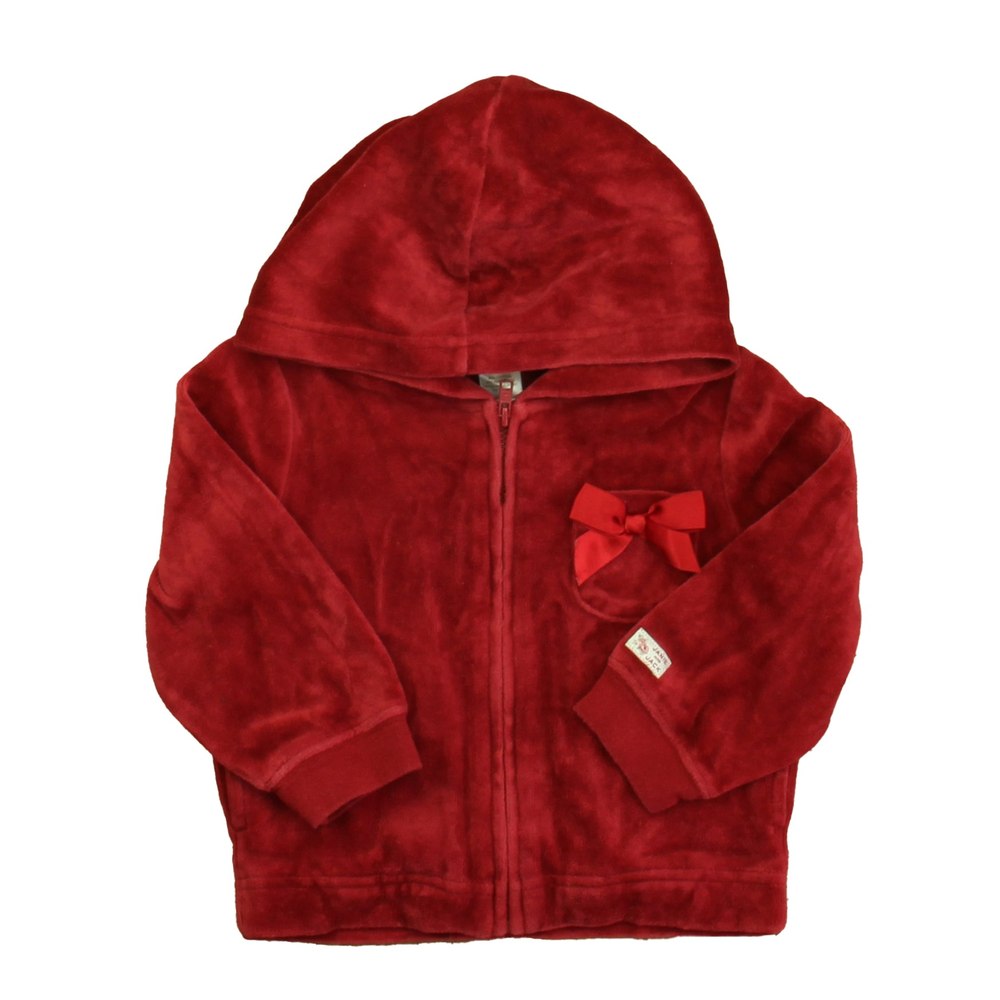 Janie and Jack Girls Maroon Velour Hoodie 7805837705276