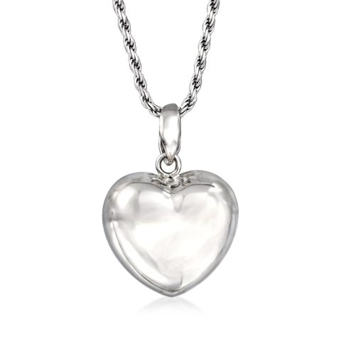 Ross-Simons Italian Sterling Silver Puffed Heart Pendant Necklace