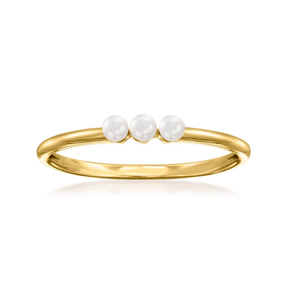 RS Pure by Ross-Simons 2-2.5mm Cultured Pearl Trio Ring in 14kt Yellow Gold