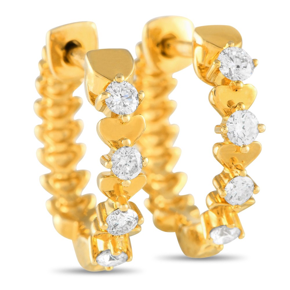 LB Exclusive 14K Yellow Gold 0.25ct Diamond Hoop Earrings ER28198