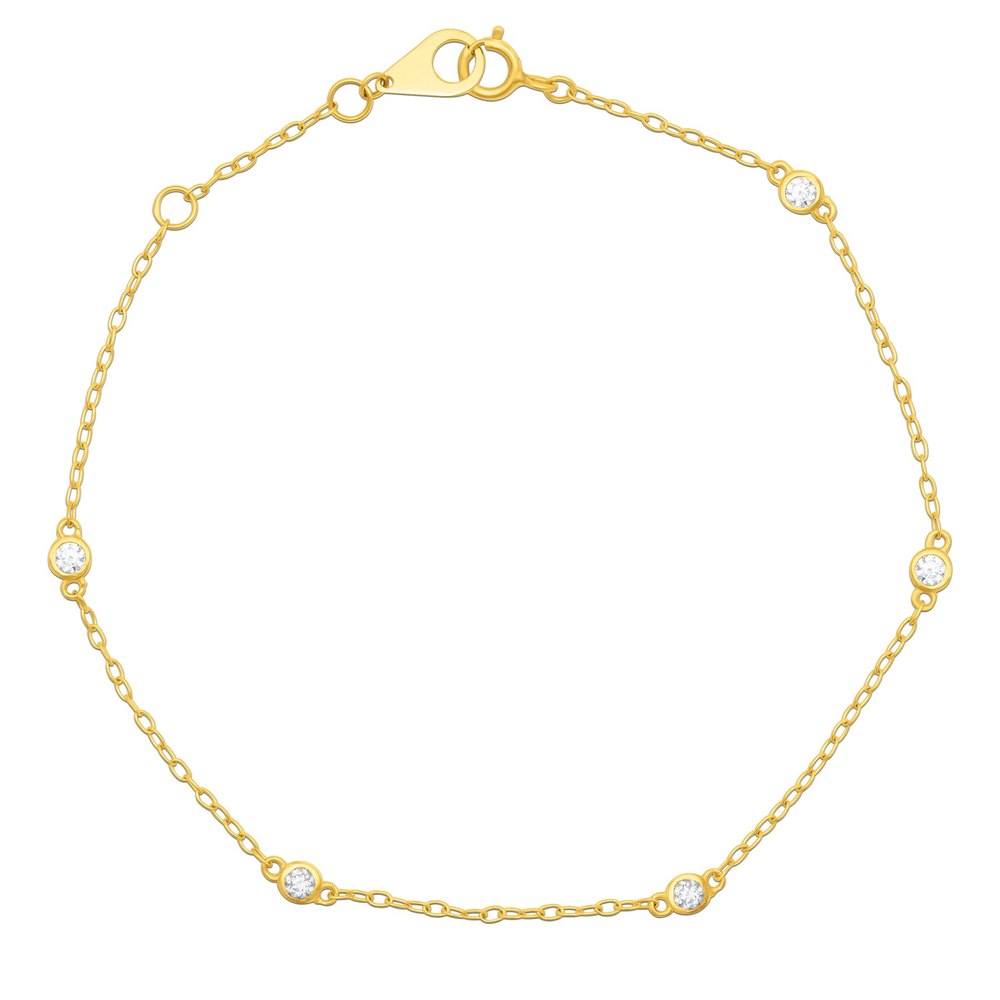 14k Yellow Gold Station Diamond Bracelet