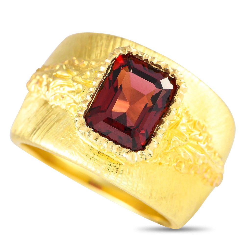 Buccellati Rigato 18K Yellow Gold Garnet Ring BU08-070824 7705563922492