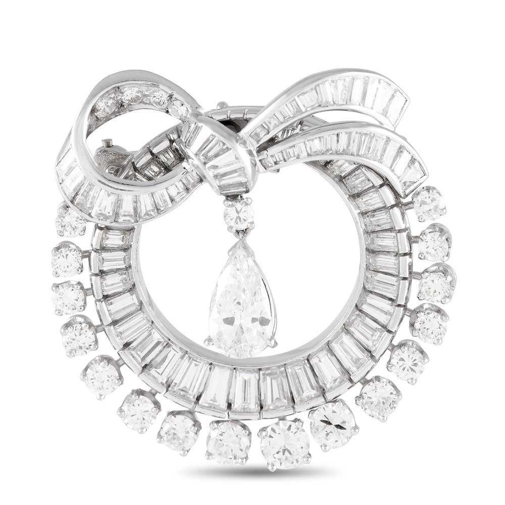 LB Exclusive Vintage Platinum 7.09ct Diamond Brooch MF02-070824 7705566150716