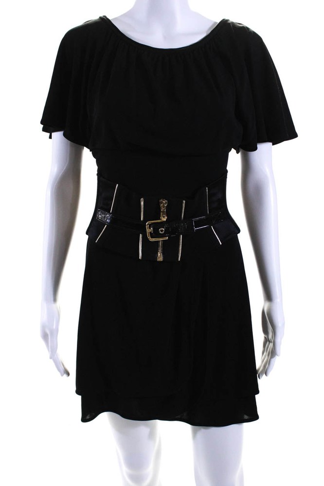 Dolce and Gabbana Womens A Line Zipper Belted Dress Black 7833478103100