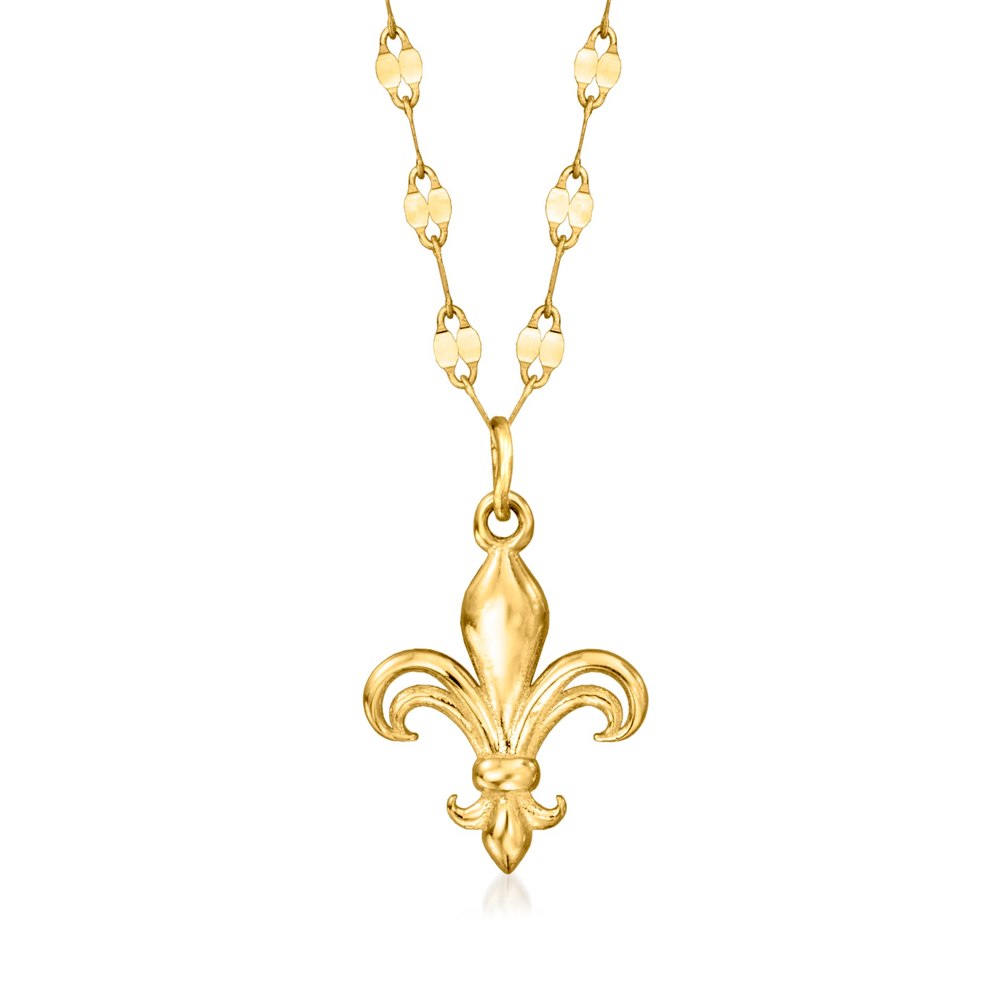 Ross-Simons Italian 14kt Yellow Gold Fleur-De-Lis Necklace 7232035160124
