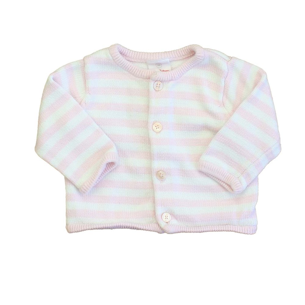 Hanna Andersson Girls Pink | White | Stripes Cardigan 7805920444476