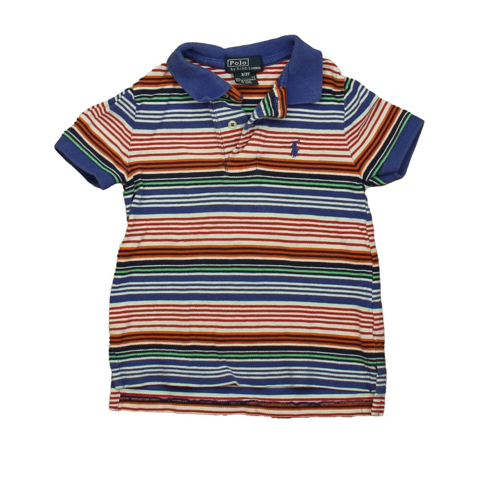 Ralph Lauren Boys Blue | Red | Orange Stripe Polo Shirt 7805935681596