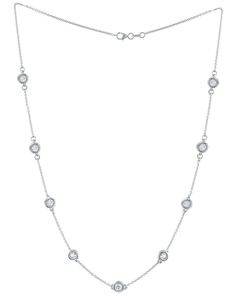 14 kt white gold diamonds-by-the-yard necklace featuring 2.26 cts tw white round diamonds