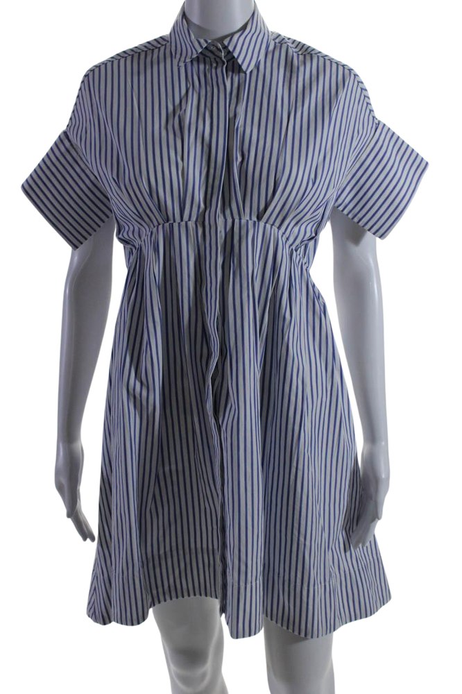 Victoria Beckham Womens Collared Short Sleeve Button Down Dress White 7833599541308