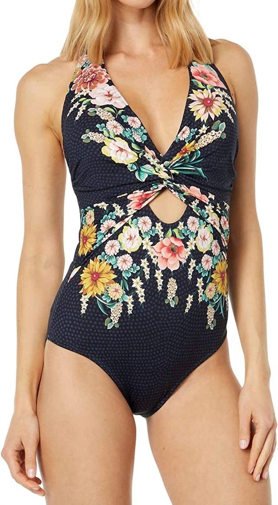 Women’s Twist Keyhole One-Piece Swimsuit In Multi