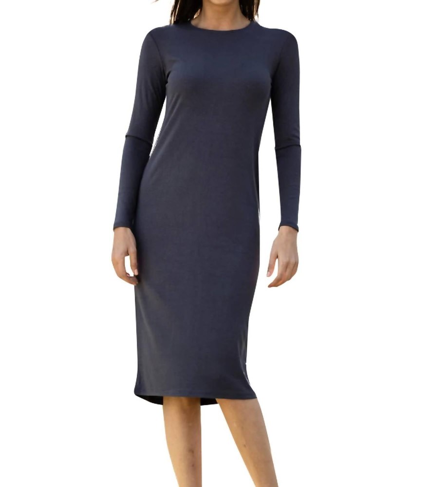 Basic Ribbed Dress In Grey