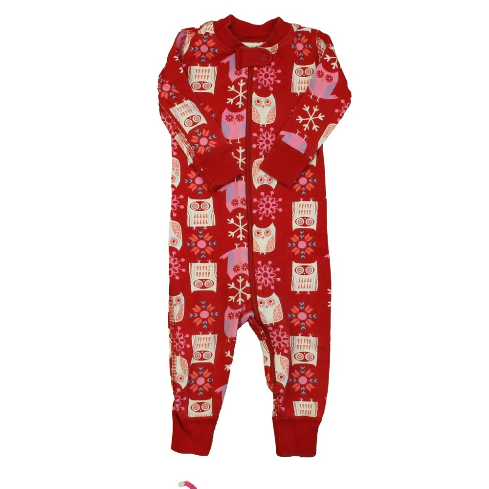 Hanna Andersson Girls Red Owls 1-piece Non-footed Pajamas 7805961371708