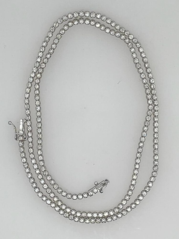 14KT WHITE GOLD CLASSIC TENNIS NECKLACES 2.15CTS, 4 PRONG, 210ST, 17