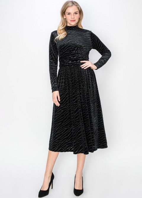 Black Velvet Midi Dress 7833636896828