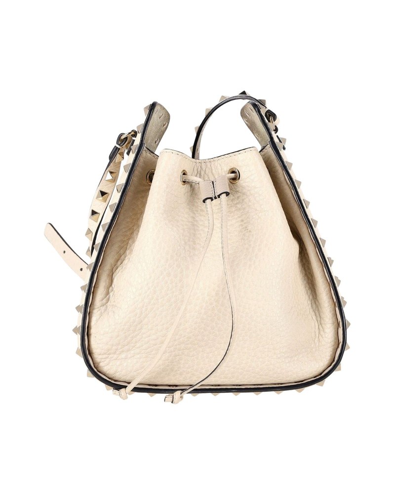 Valentino Garavani Rockstud Bucket Bag in Cream Leather 7707796504636