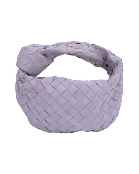 Bottega Veneta Mini Jodie Shoulder Bag in ‘Mirth Washed Gold’ Light Purple Suede 7707795259452