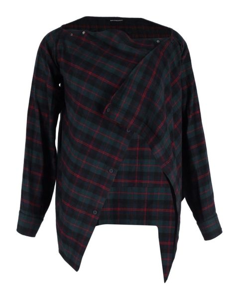 Balenciaga Plaid Asymmetric Front Jacket in Green Polyester 7833680314428
