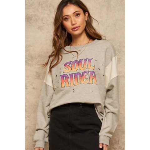 A French Terry Knit Graphic Sweatshirt 7806003150908