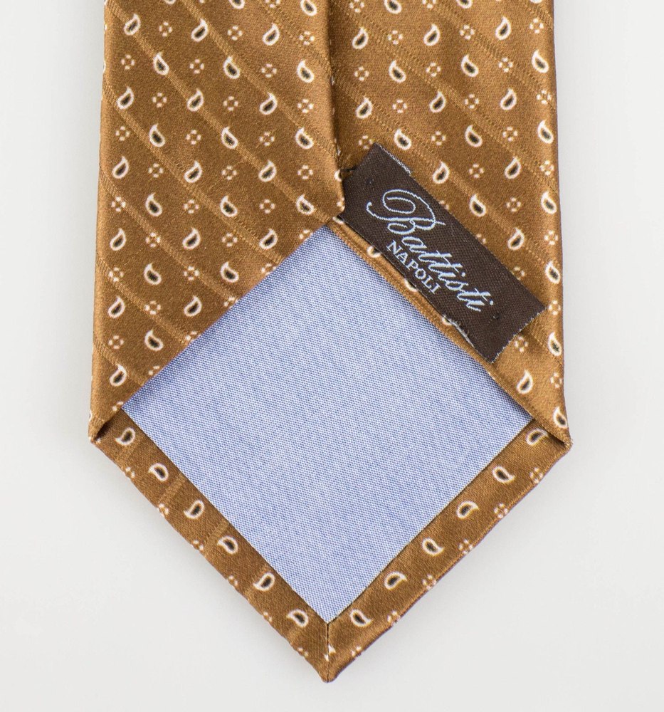 Brown Paisley Pattern 100% Silk Satin Neck Tie