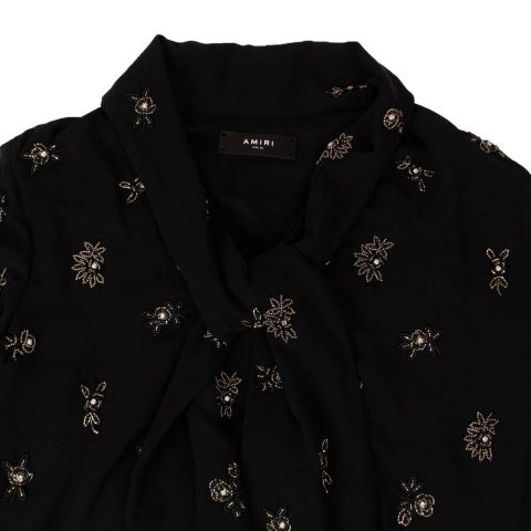 Black Beaded Scarf Shirt
