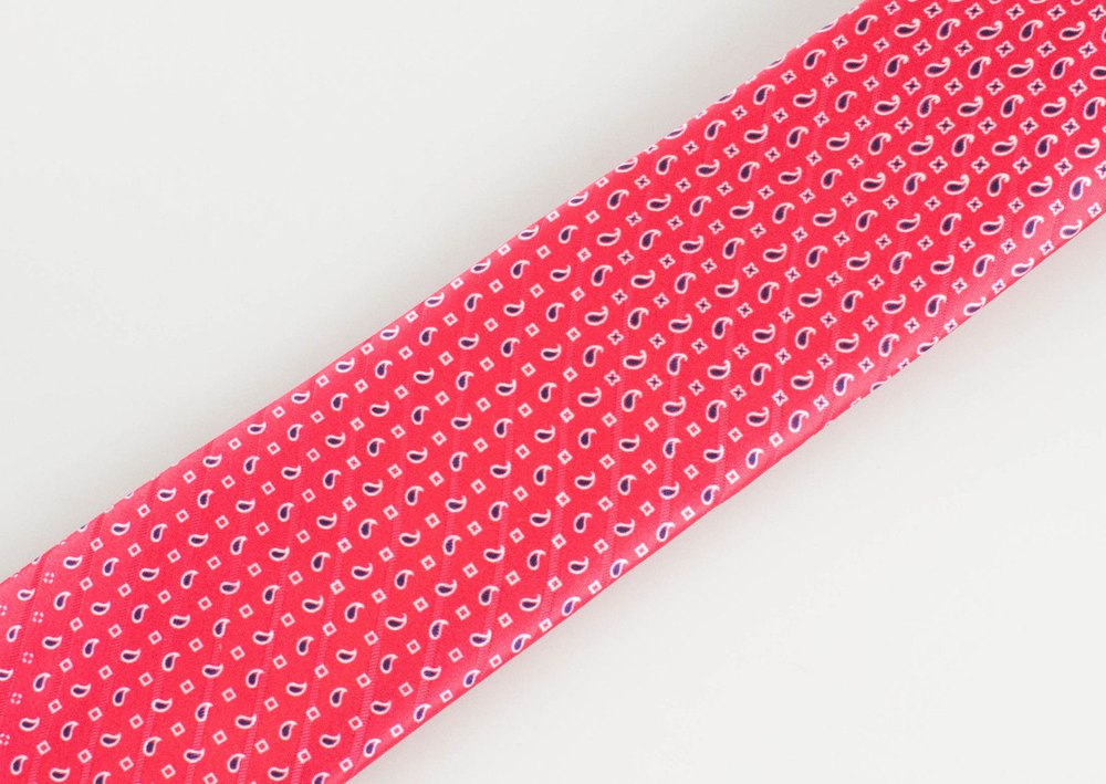 Red with Paisley Pattern 100% Silk Satin Neck Tie