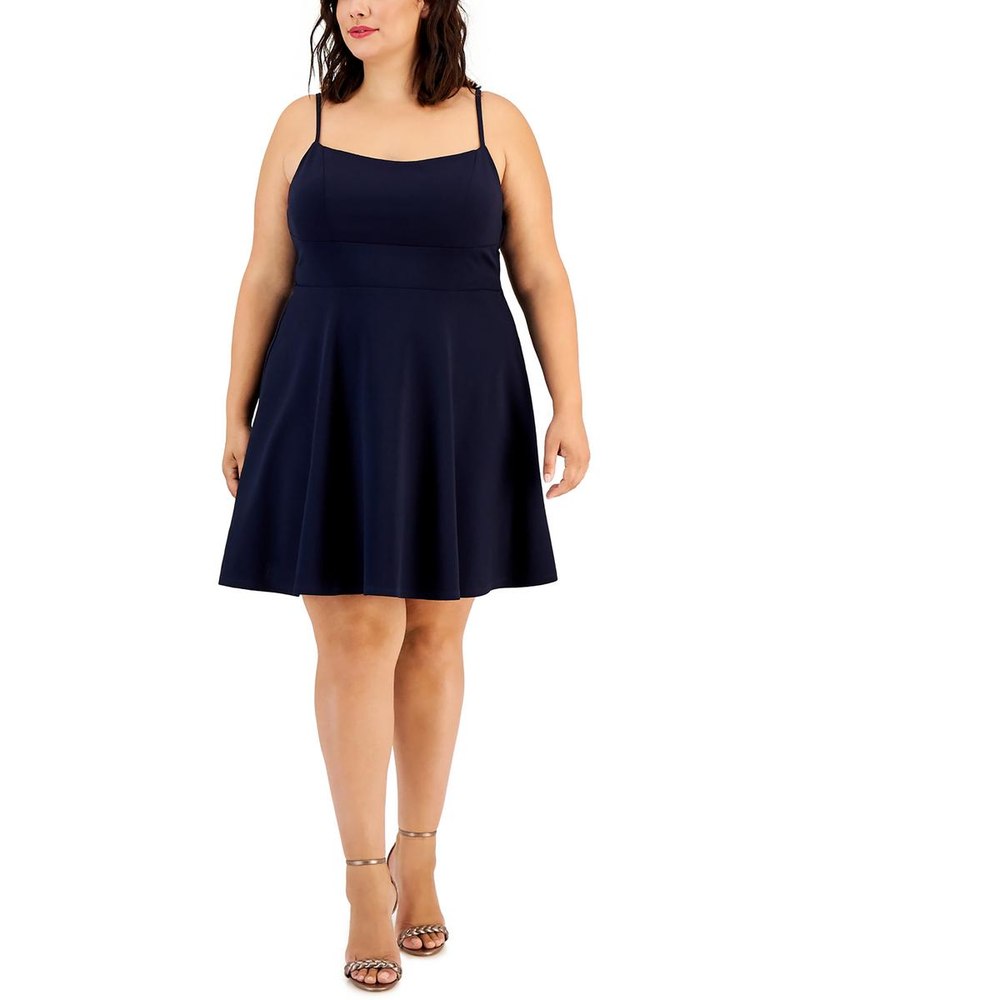 Plus Crepe Lace Back Mini Dress