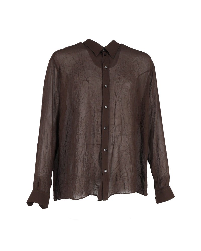 Dolce & Gabbana Sheer Buttoned Shirt in Brown Cotton