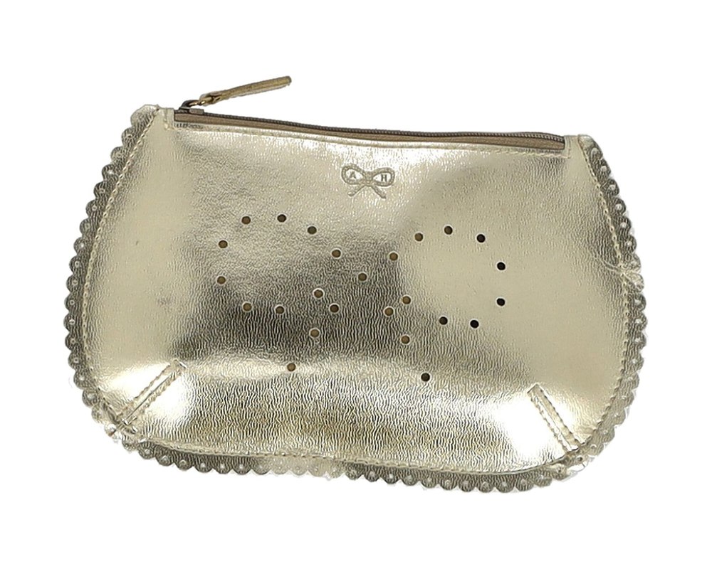 Anya Hindmarch Scalloped Purse in Gold Leather
