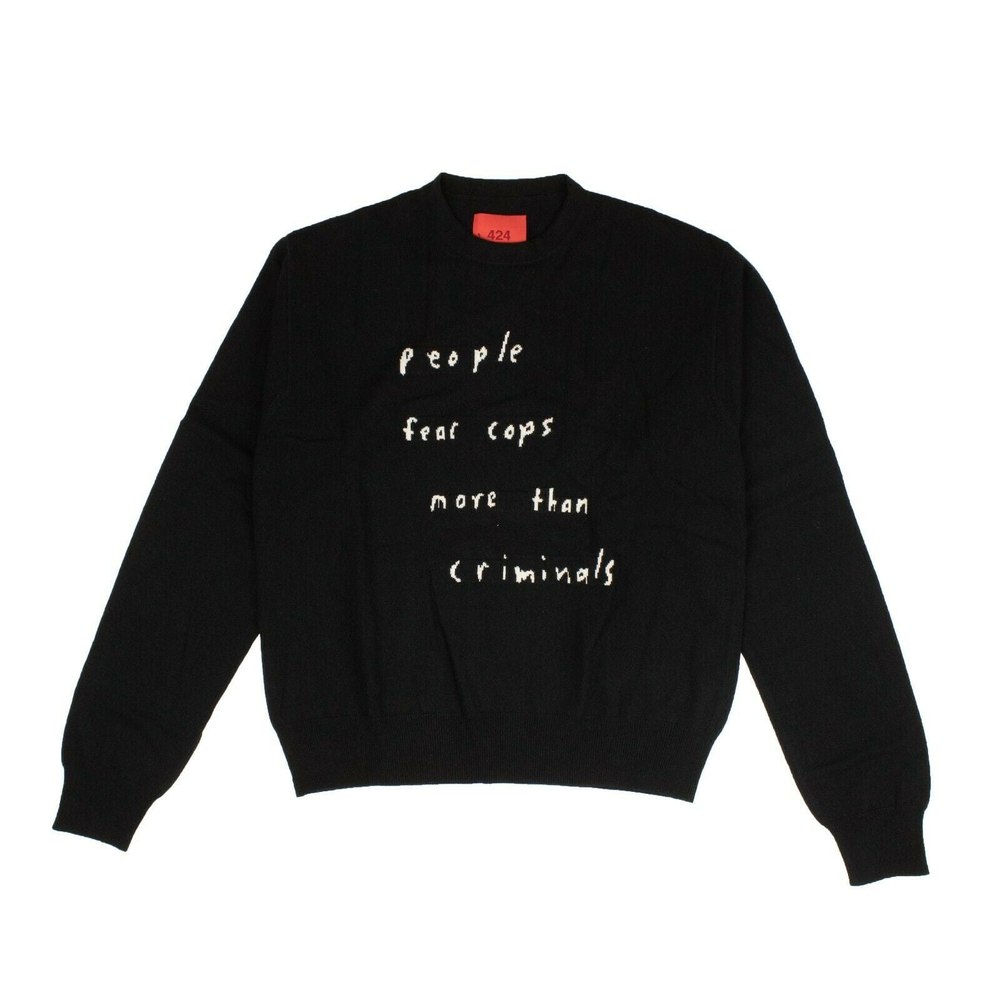424 On Fairfax People Fear Cops Sweater – Black