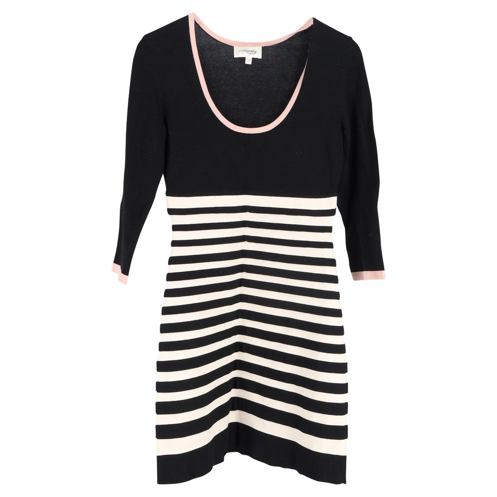 Temperley London Striped Mini Dress in Black Wool